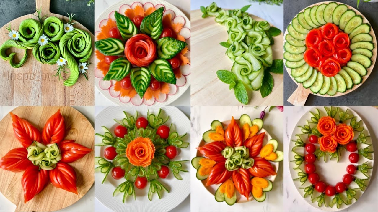 10 Creative Salad Decorate Ideas | Veggies Garnishes TUTORIALS 🌿