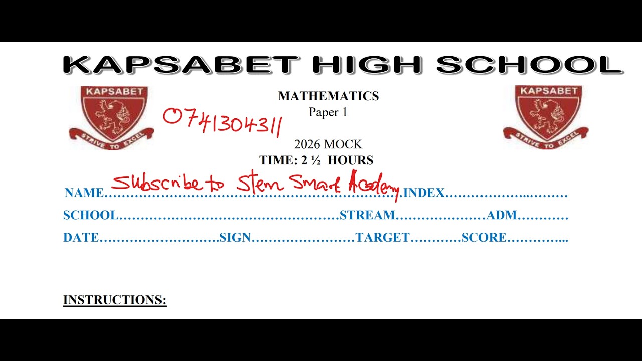 📚 KAPSABET MOCK 2026 MATHEMATICS PAPER 1 – SECTION I | FULL SOLUTIONS & EXPLANATION 🔥