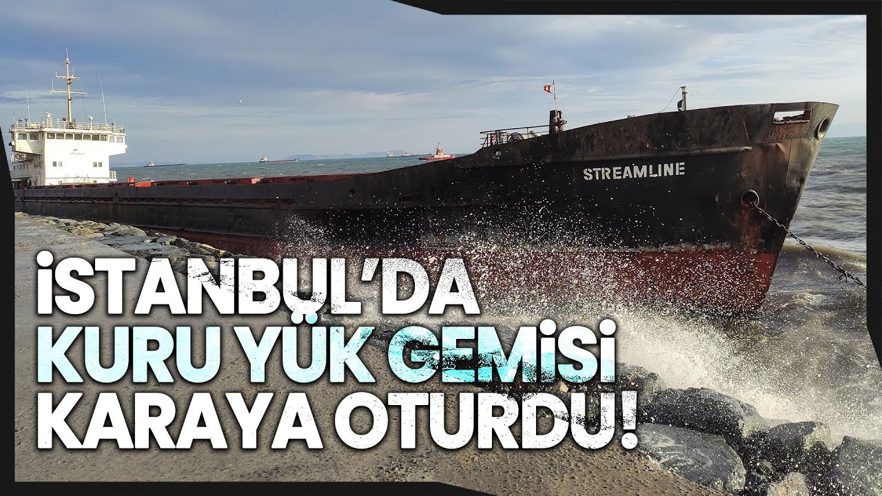 Zeytinburnu’nda Demirli Olan Gemi Fırtına Nedeniyle Karaya Oturdu