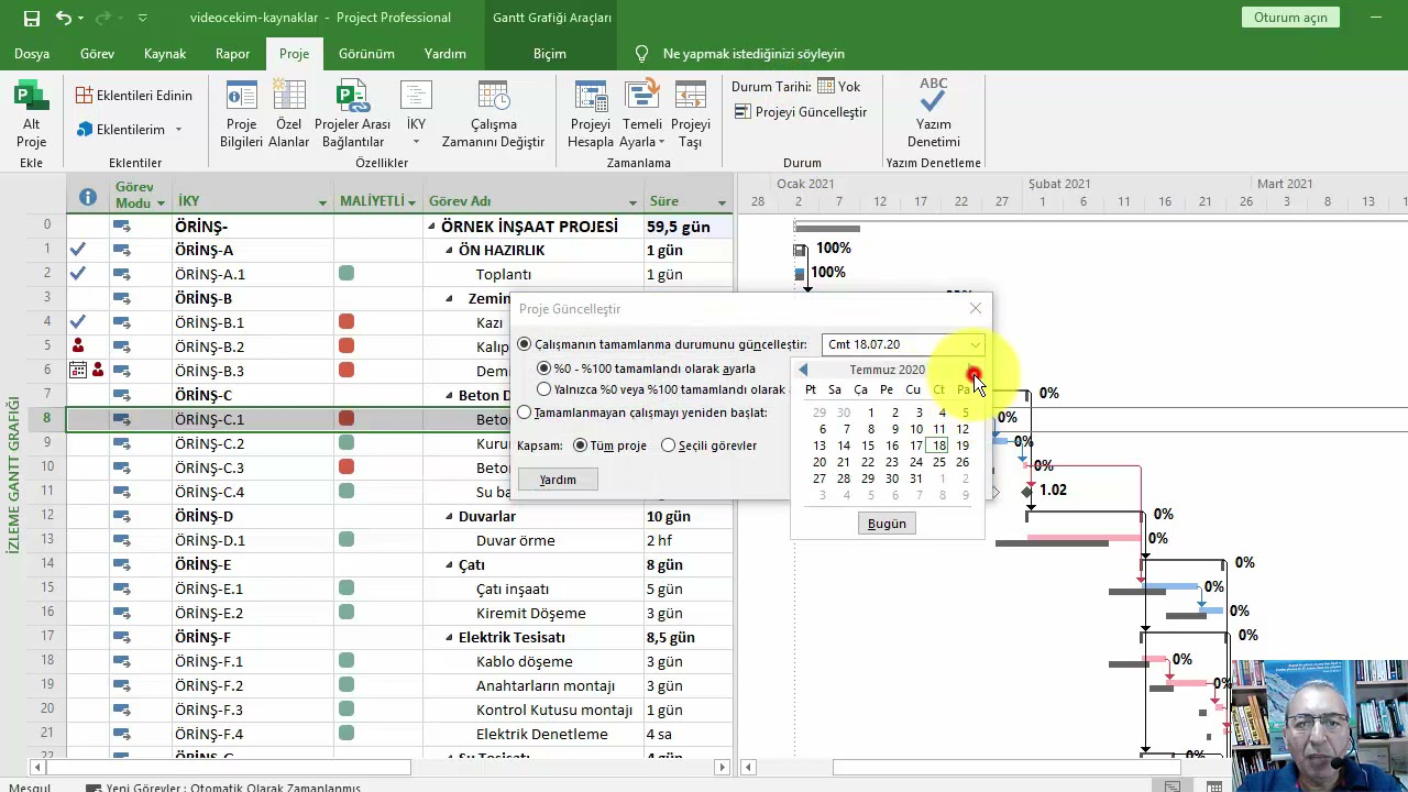 Microsoft Project - Yürütme / Tracking