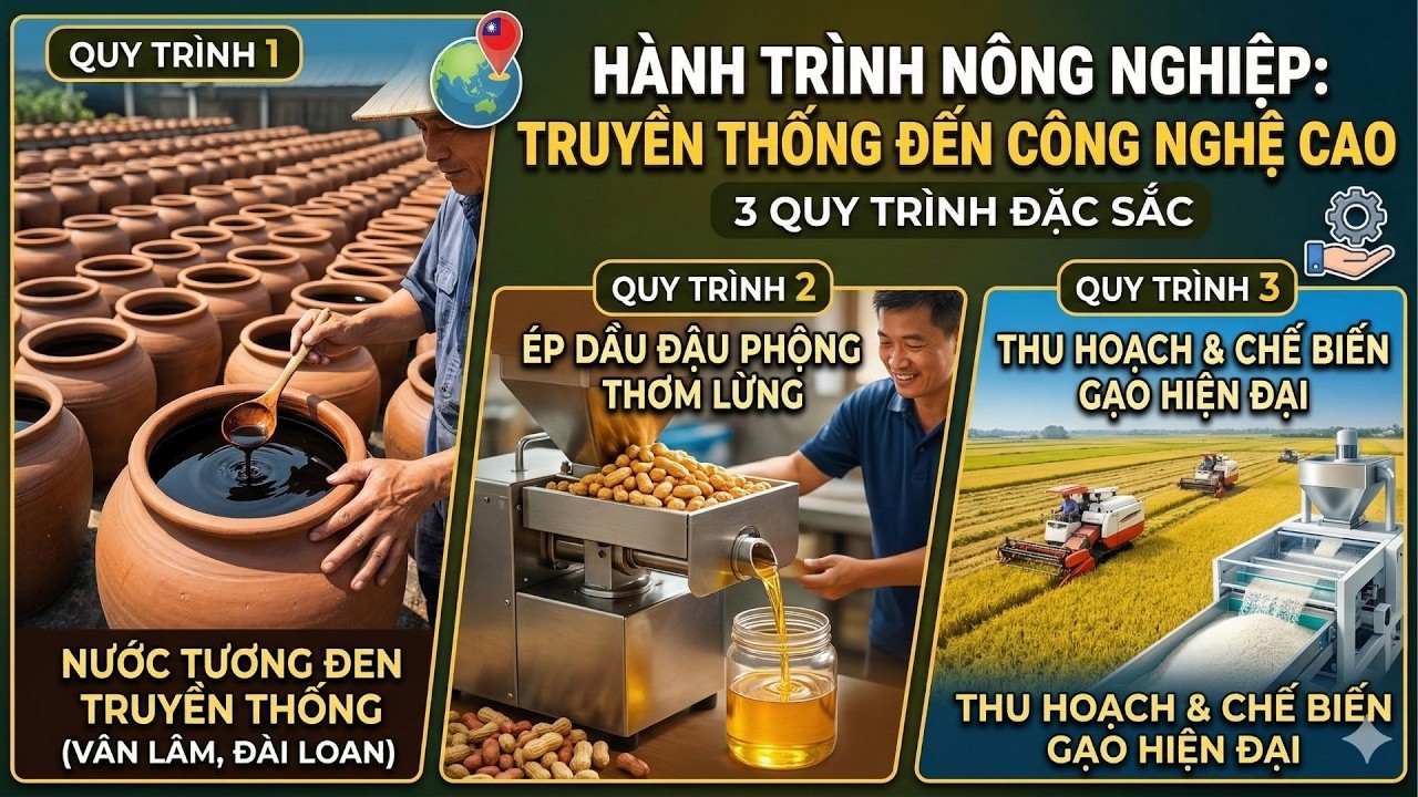 Bí mật từ hạt đến bếp quy trình làm nước tương, dầu phọng,  xay xát lúa gạo