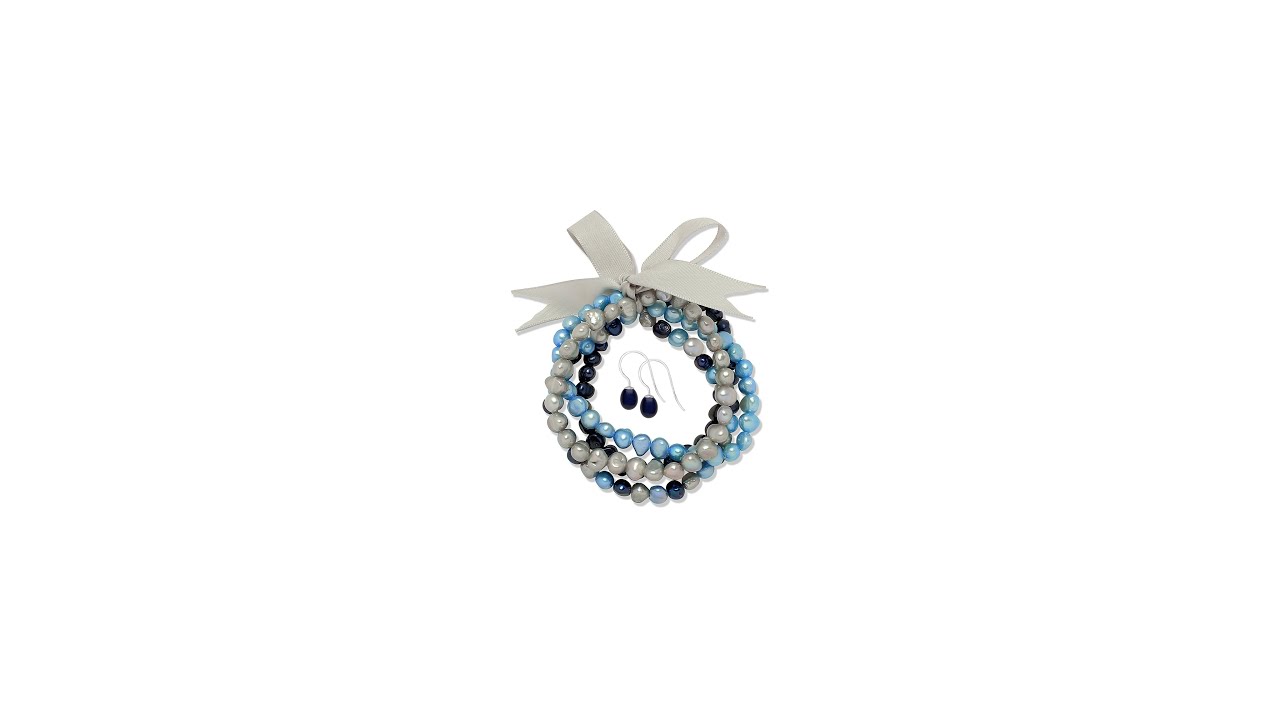 Set Valero Pearls Royal Blues (cercei, brățară)