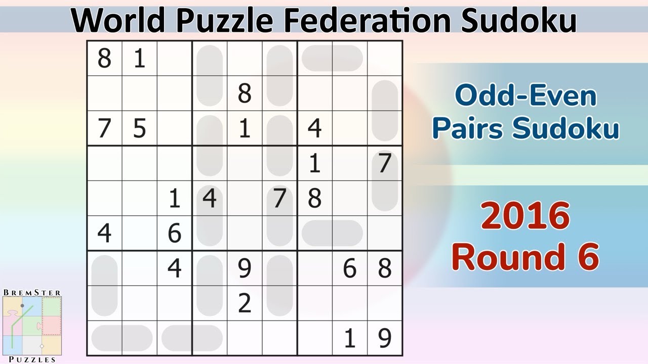 WPF Судоку 2016, раунд 6 - Судоку с парами четных и нечетных чисел