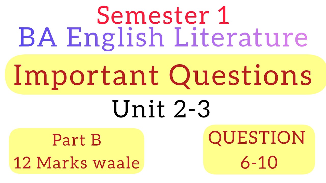 JNVU English Literature Semester 1 Important Questions 6-10