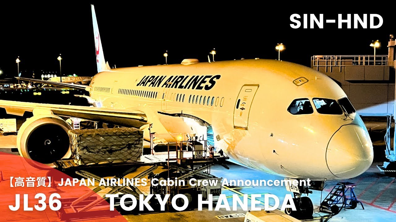 【高音質】JL36便 羽田行き 機内アナウンス/JL36 Flight to Haneda Cabin Crew Announcement(B787-9 Dreamliner)