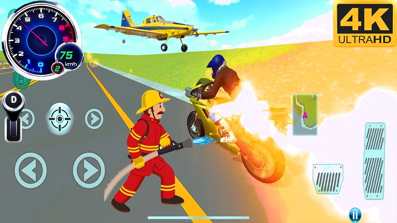 Ninja Bike Catches Fire on Highway The Firefighter finishes it Off 3D Driving Class Android Gameplay
