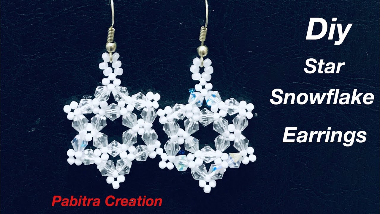 Star Snowflake Earring Tutorial || How to Make Beaded Earrings || Beaded Snowflake Earrings
