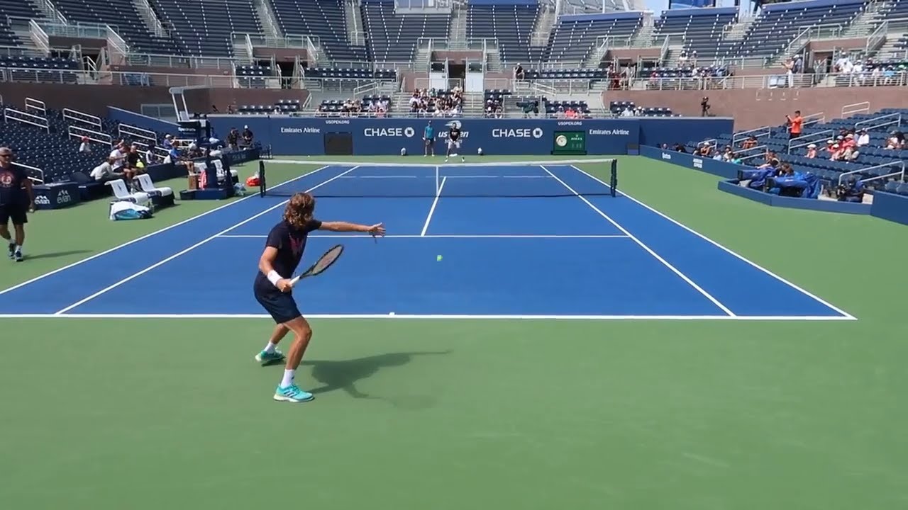 Tsitsipas Training 2018 Court Level View (HD)