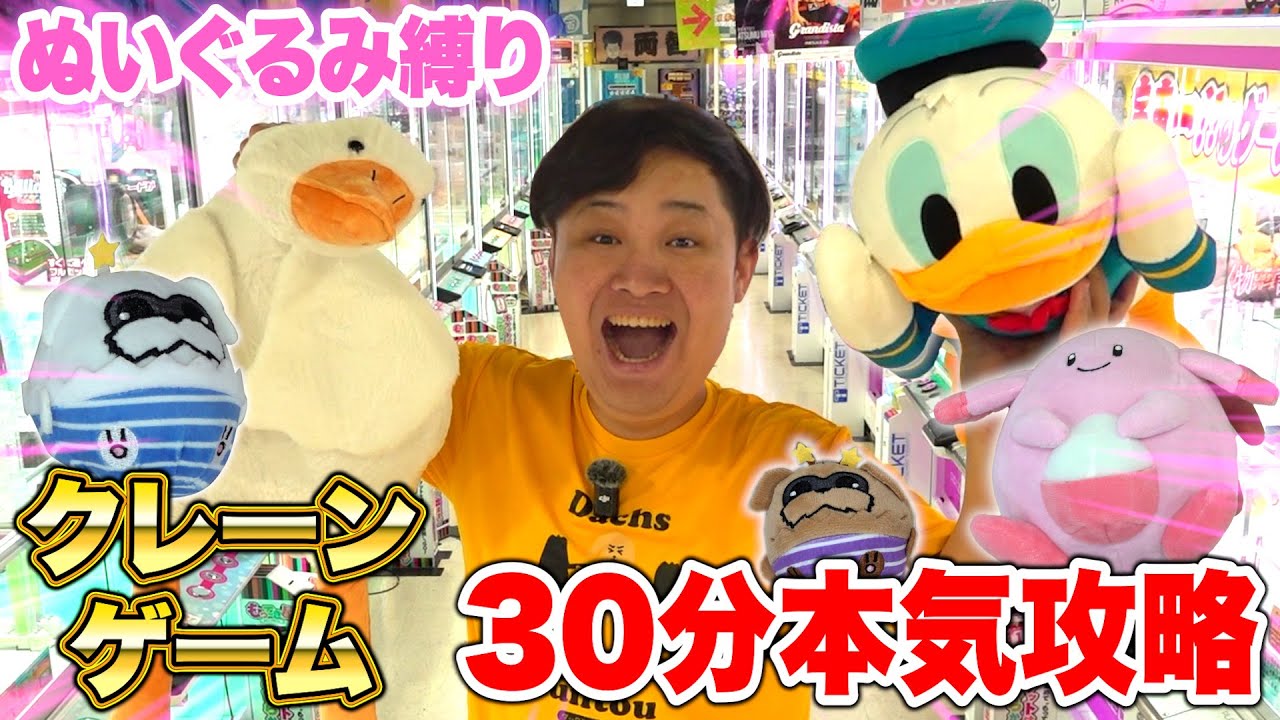 30分間本気で「ぬいぐるみ縛り」でクレーンゲームしたら超ラッキー連発で大量GETwww