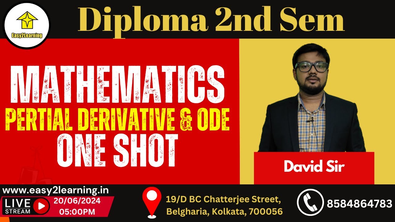 Diploma 2nd Sem | Math (Partial Derivative & ODE) one Shot  | By David Das/Easy2Learning