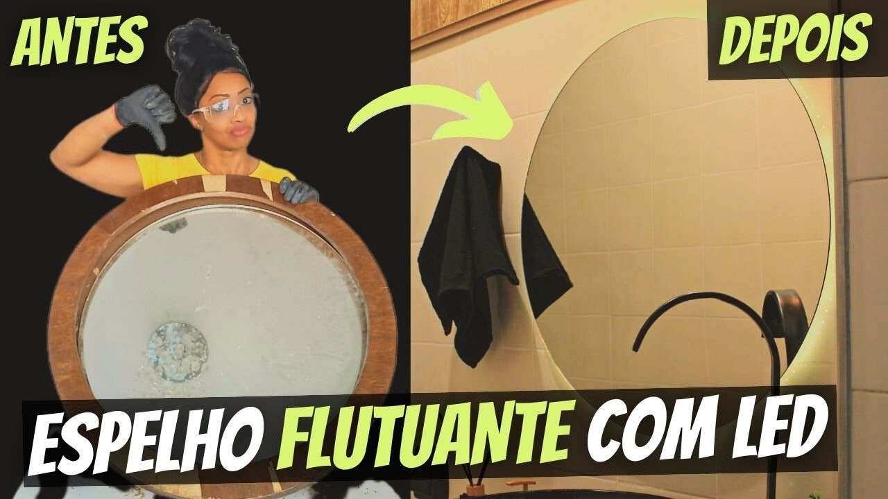ESPELHO FLUTUANTE COM LED |NÃO PRECISA DE TOMADA |COMO FAZER PASSO A PASSO |Fácil