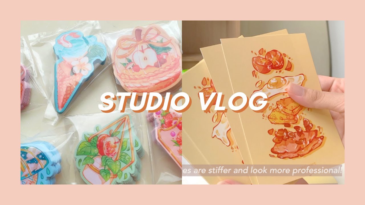 Studio Vlog 💛  Shop update prep: Stickers, art prints photoshoot, washi samples & keychain packaging