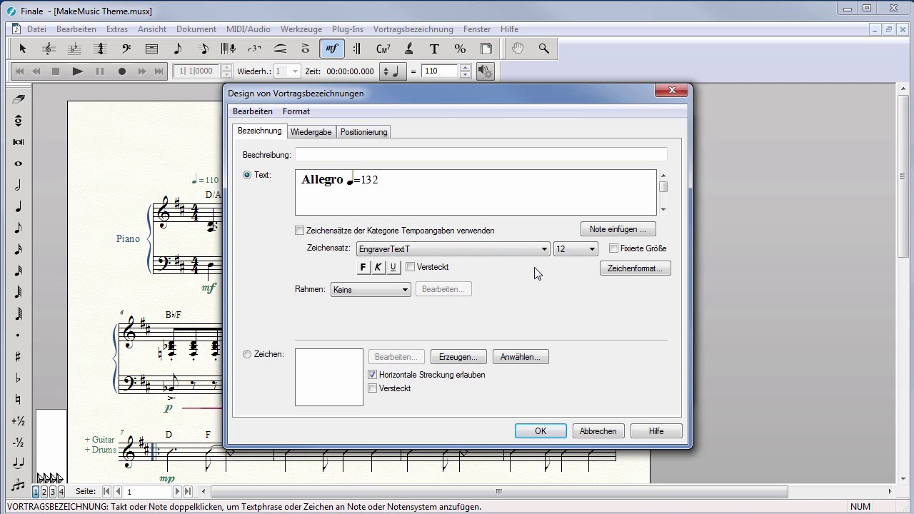 Finale 25 &ndash; Quicktipp Windows &ndash; Tempoangaben hinzuf&uuml;gen oder &auml;ndern