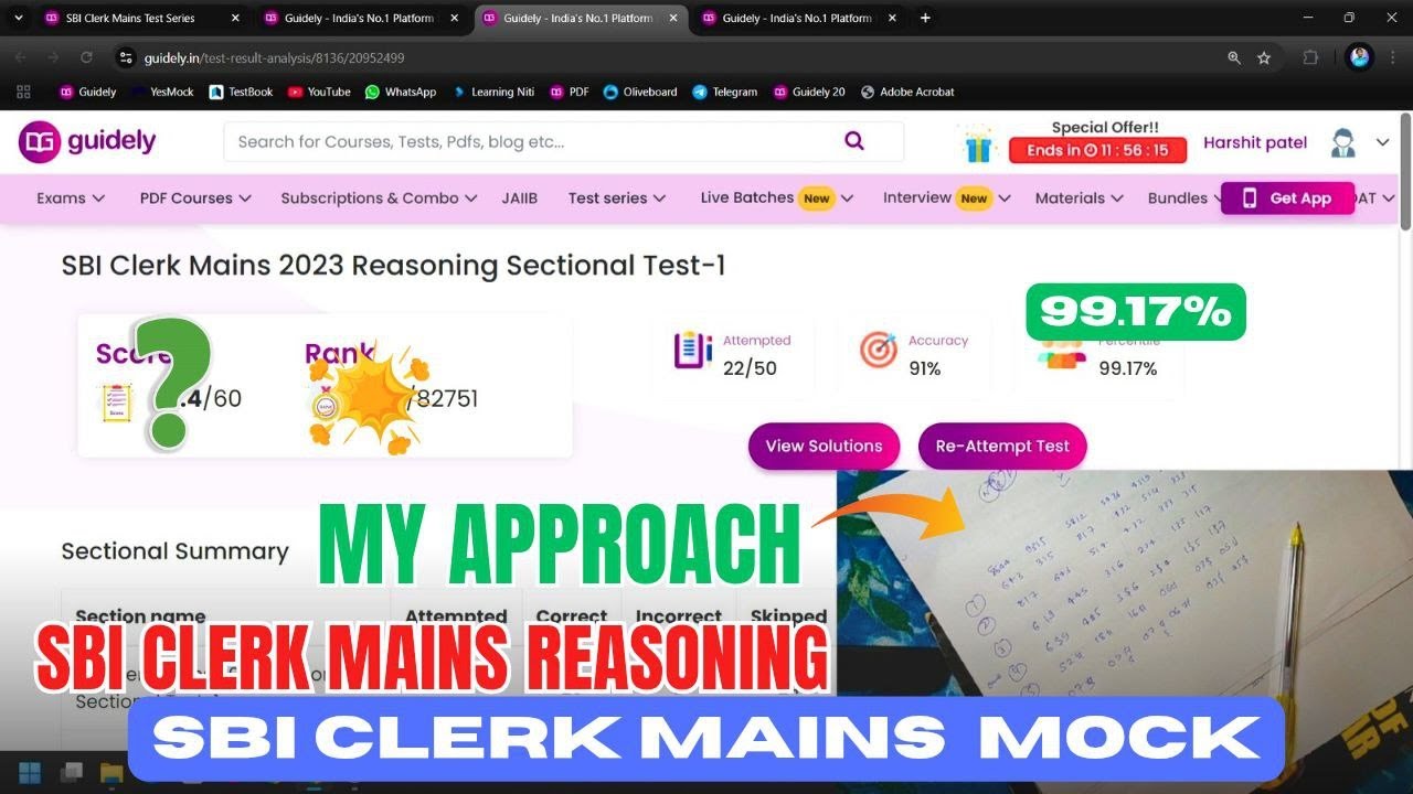 99.17%  SBI CLERK LIVE MAINS -  REASONING MOCK 🎯