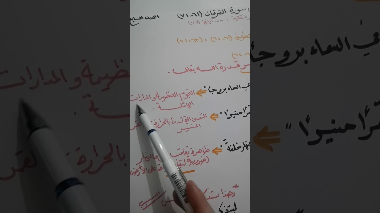 تفسير سورة الفرقان(٦١-٧١)/التربية الإسلامية/الصف السابع