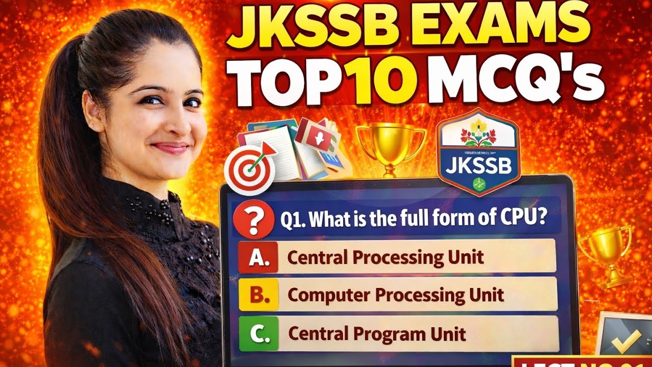 COMPUTER AWARENESS TOP 10 MCQ's (Lec-01)| FOR ALL JKSSB EXAMS|