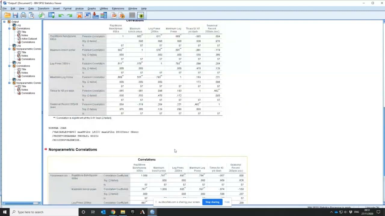 Example of Correlations  High School Athlete Dataset
