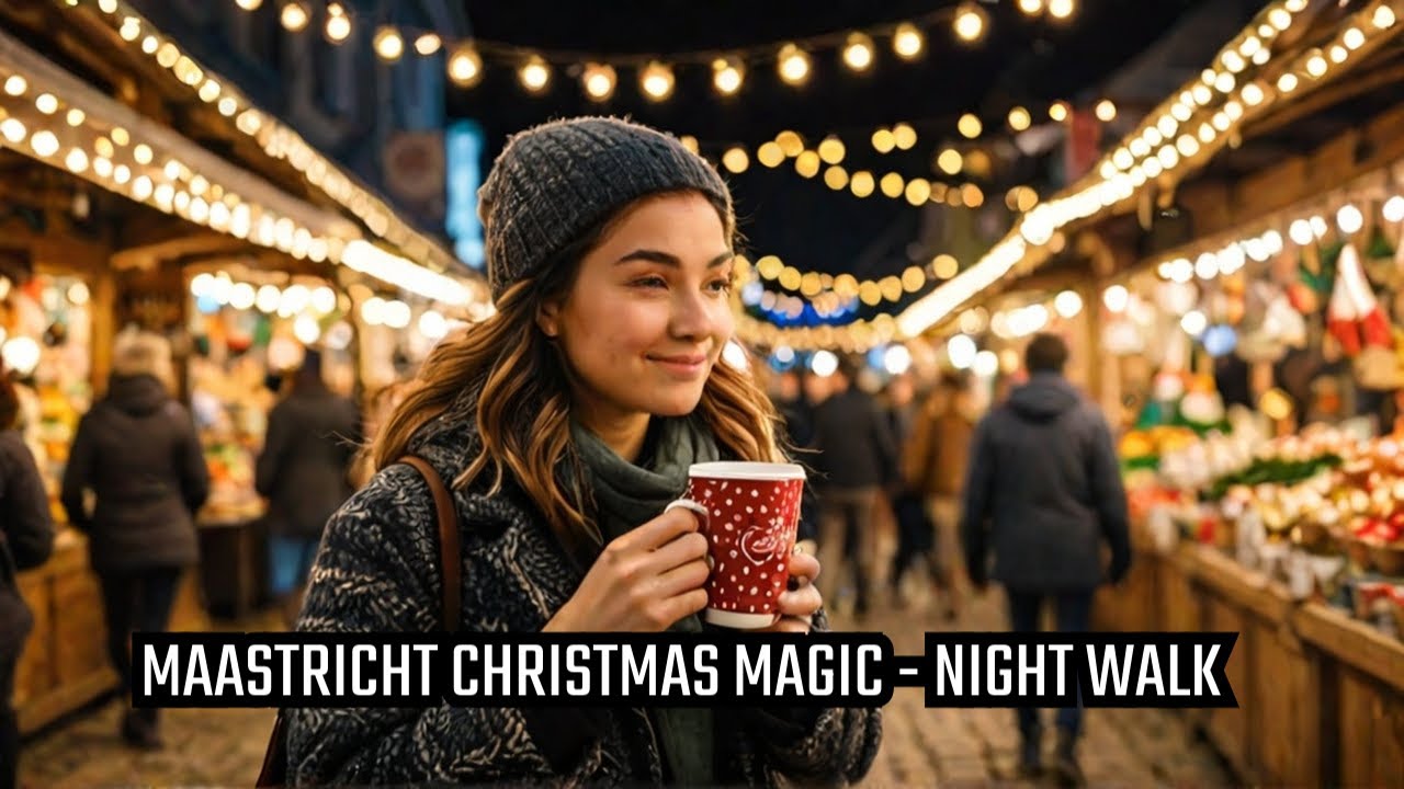Christmas market Maastricht 4k walk | Magic Maastricht Vrijthof | Night walk | With captions