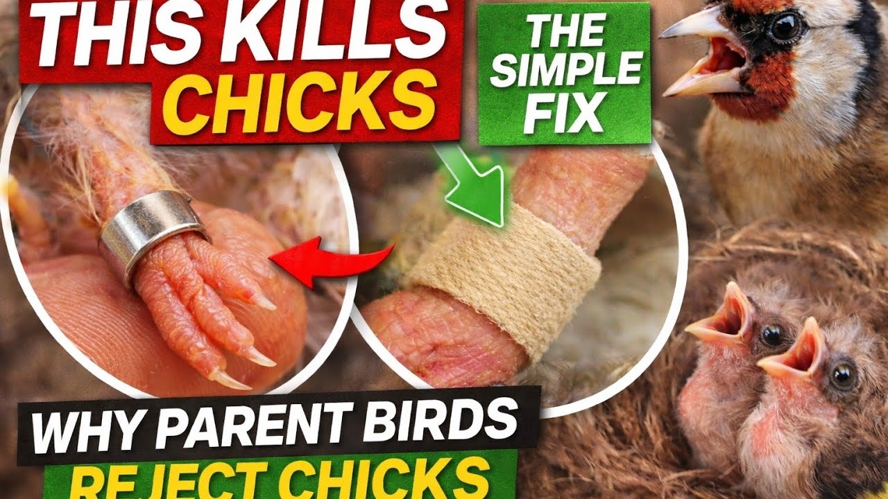 Leg Band Problem: Why Birds Reject Chicks  مشكل رمي الفراخ من العش بعد التحجيل 