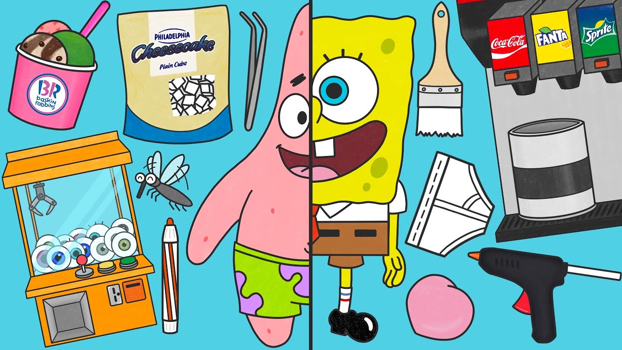 스폰지밥 뚱이 인형 성형하기 스톱모션 SpongeBob Patrick Star Doll Cosmetic surgery(Repair) Stop motion