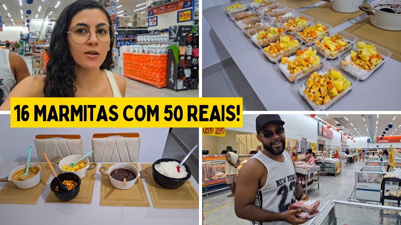 PREPARANDO MARMITAS PARA A SEMANA COM 50 REAIS! COMIDA SAUDÁVEL GASTANDO POUCO