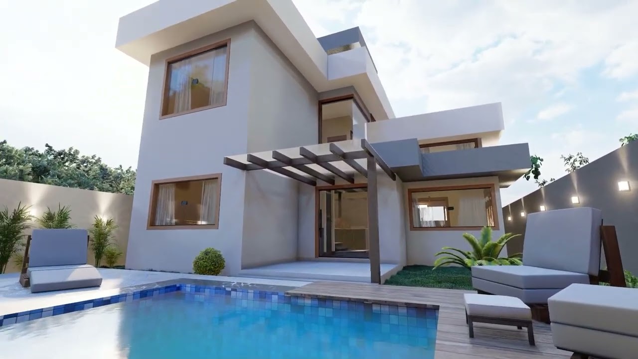 Projeto Moderno de Sobrado 10x25 3 Quartos e Piscina - JPS