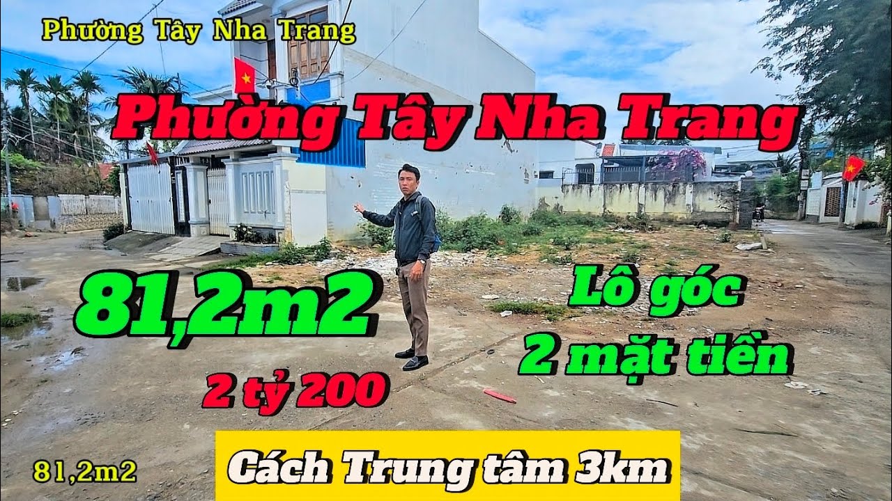 Chủ hạ 200tr bán nhanh lô góc 81,2m2 PHƯỜNG TÂY NHA TRANG ( VĨNH THẠNH CŨ ) đường rộng 5-7 m