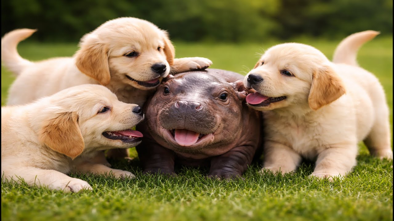 🐾🌱 Sweet Puppies Enjoying Playtime with Their Mother | Cute Dog Video with Barking Sounds