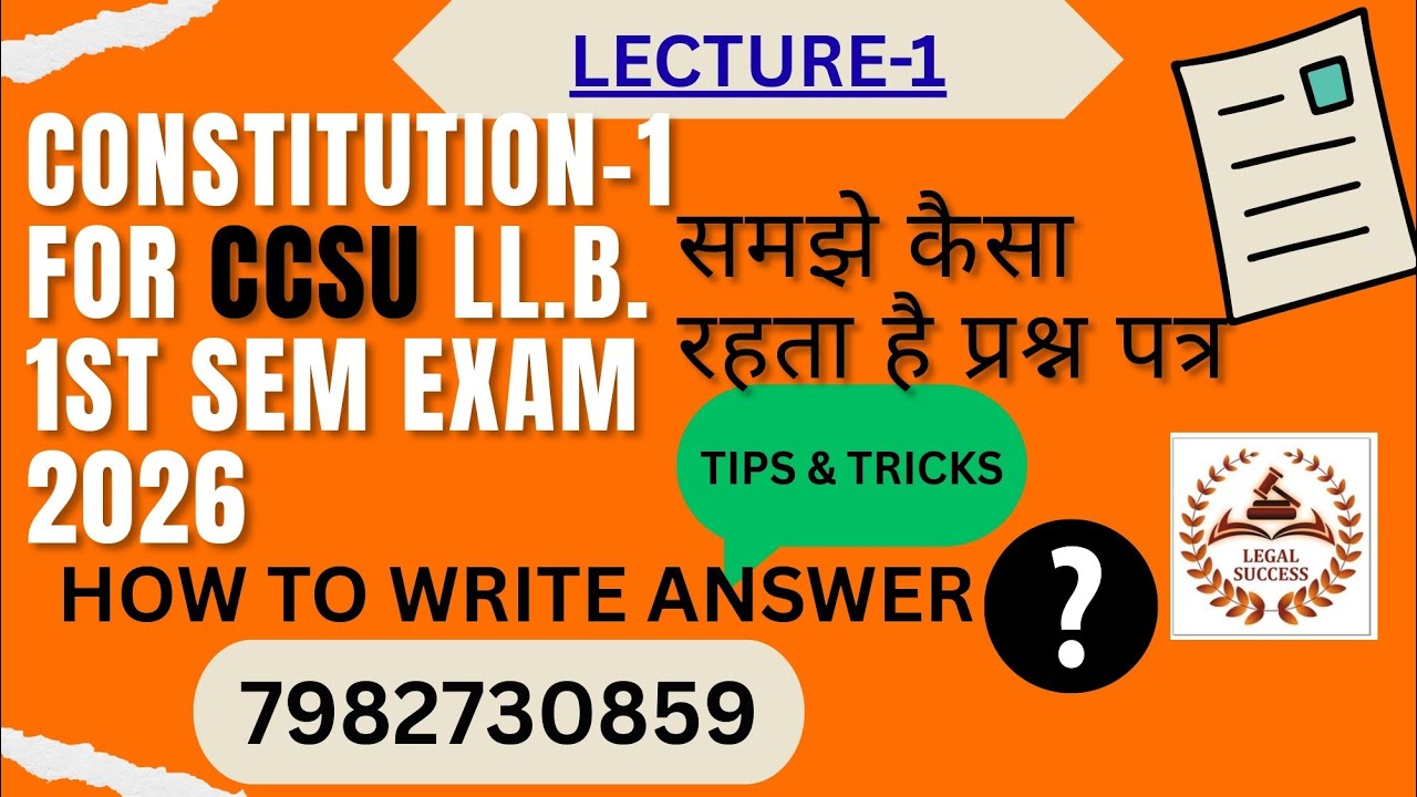 CONSTITUTION-1 FOR CCSU LL.B. 1st SEMESTER EXAM 2026....समझे कैसा रहता है प्रश्न पत्र 8851415342