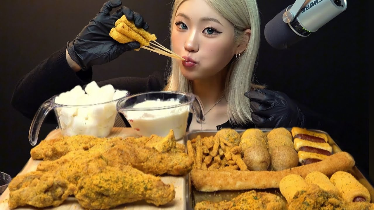 SUB) 뿌링클 콤보🍗 사이드 총출동! 감자튀김 치즈스틱 치즈볼 치로스 소떡소떡 핫도그까지 싹다 먹방🔥 Bburinkle Chicken Mukbang ASMR