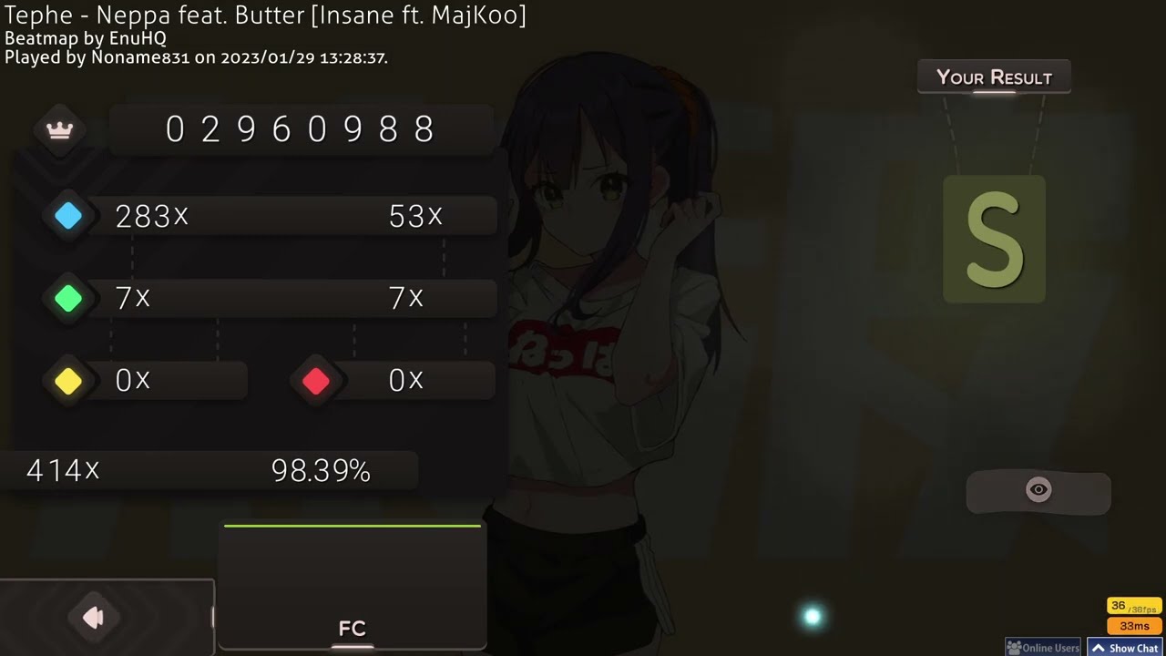 osu!｜Tephe - Neppa feat. Butter [Insane ft. MajK00] 4.44* 98.39% FC 98pp