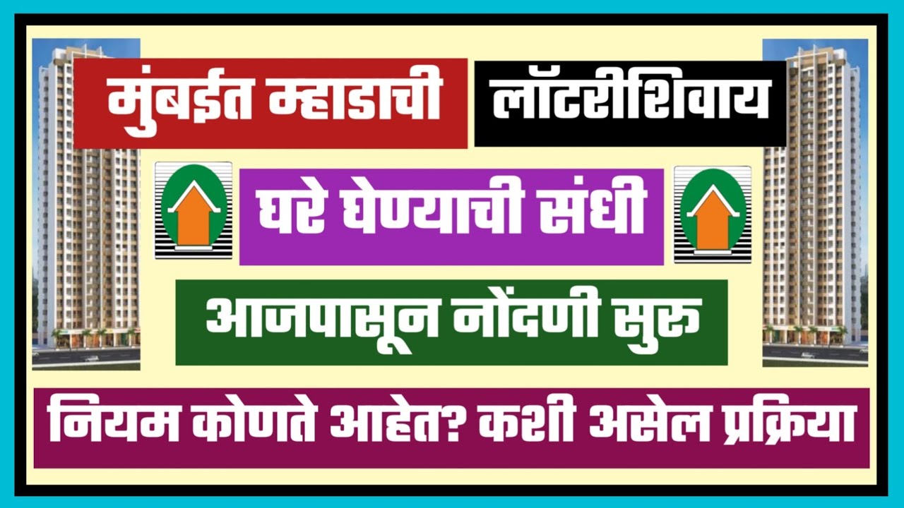 मुंबईत म्हाडाची लॉटरीशिवाय घरे घेण्याची संधी आजपासून. Mhada FCFS registration today onwards.