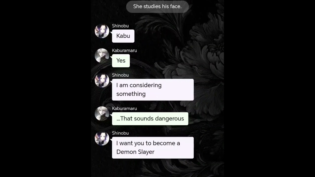 Butterfly x snake x water ( part 6) kaburamaru x shinobu demon slayer texting story Giyushino 