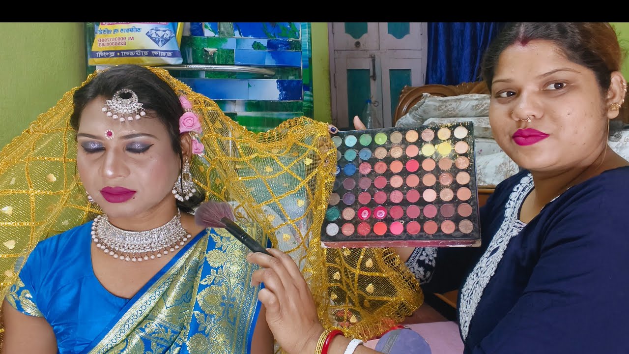 ASMR|| Reception Bridal Wedding Makeup Doing My Elder Brother (Roleplay)