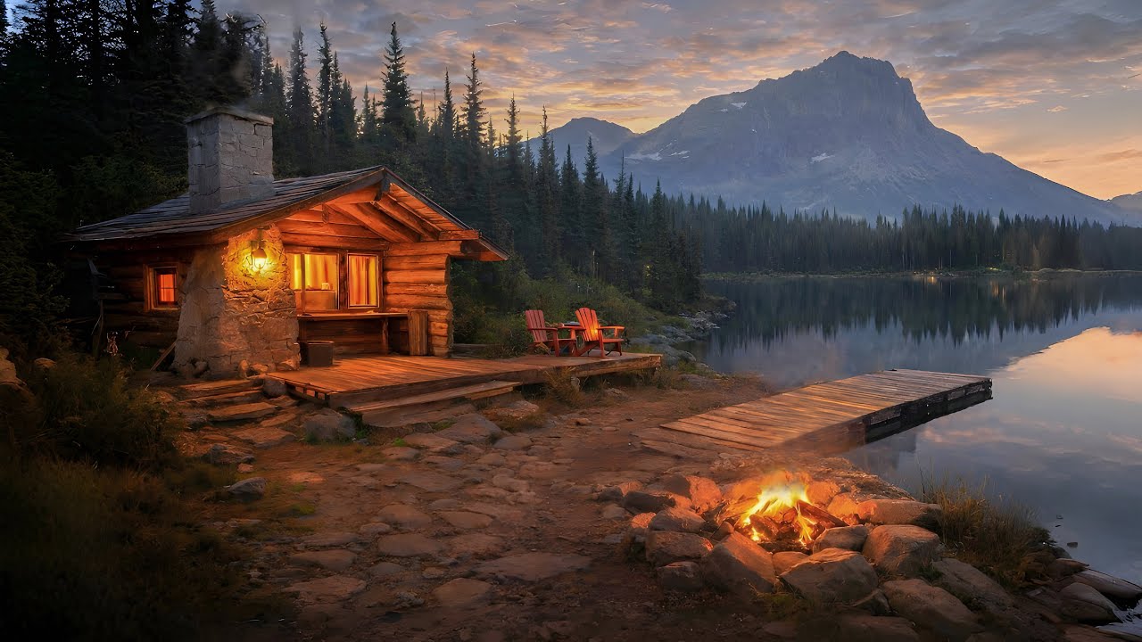 Relaxing Evening by the Lake | Peaceful Campfire & Nature Ambience