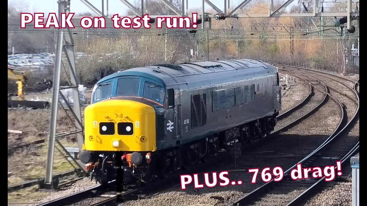 'PEAK', 45118 out on test, PLUS 4 HST power car unit DRAG!! Crewe, 19th March 2025