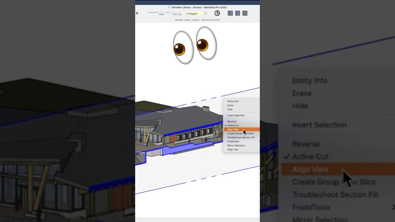 How to Align Off-Axis Sections #sketchup  #shorts