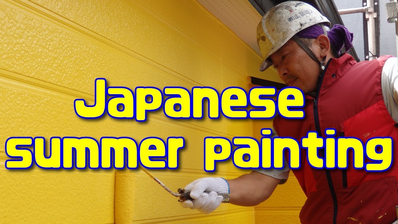 Skilled paint craftsman who paints a Japanese house in summer