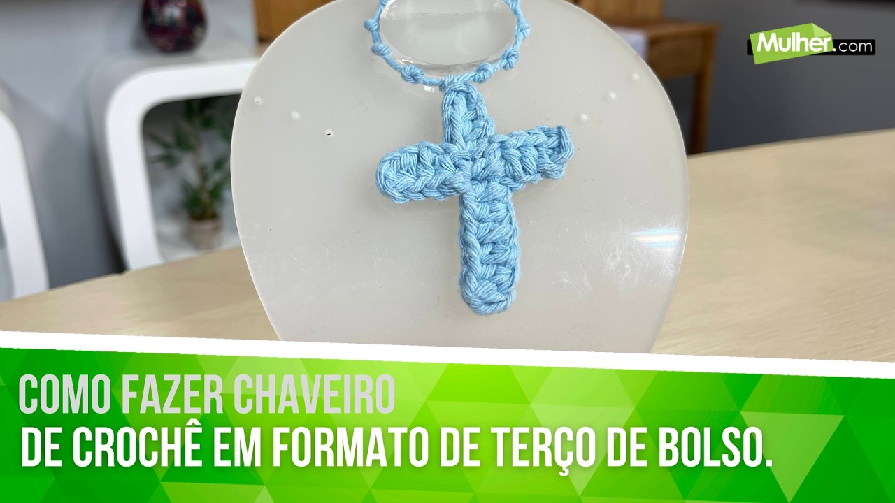 Como fazer chaveiro de croch&ecirc; em formato de ter&ccedil;o de bolso