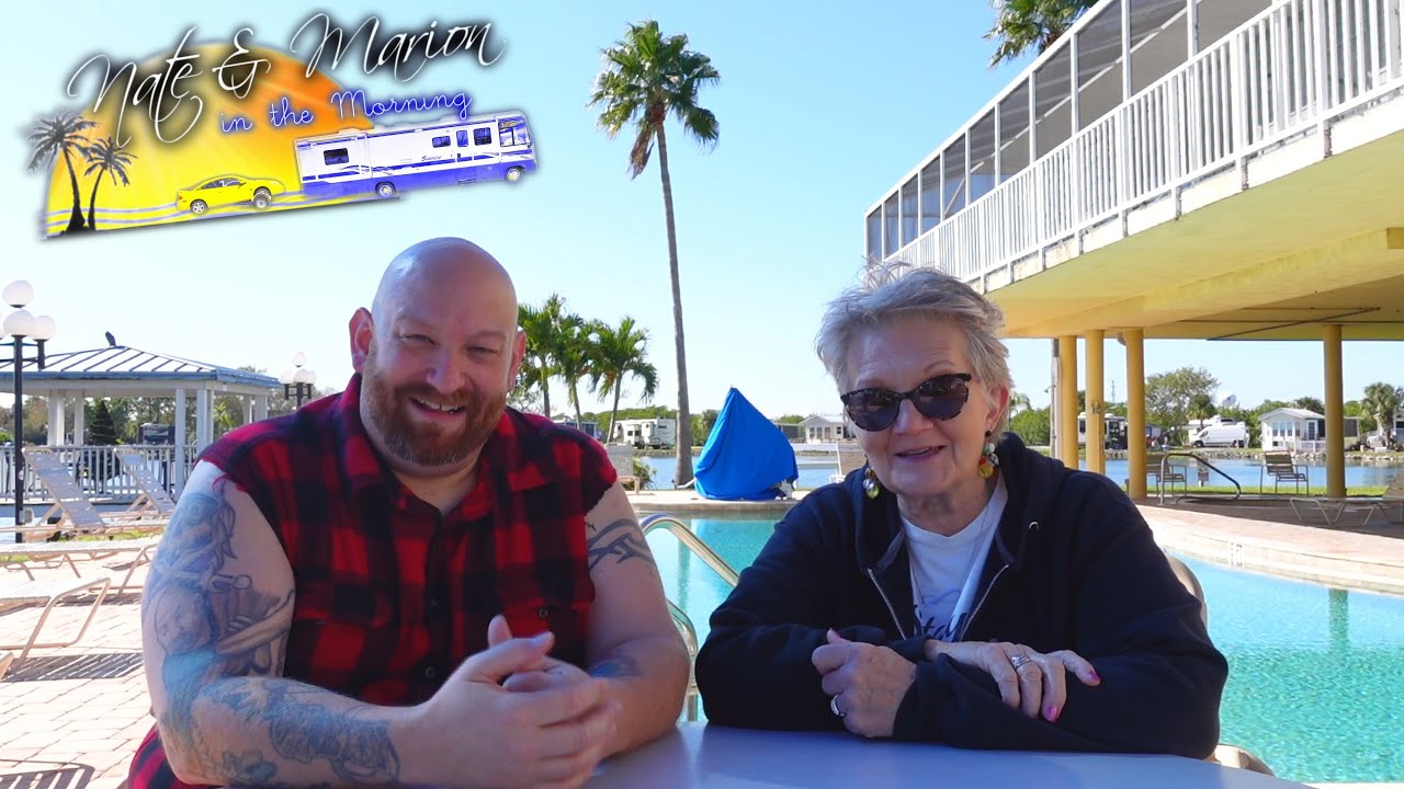 GOOD MORNING FROM THE POOL! Winter Quarters RV Resort Florida - Nate & Marion in the Morning