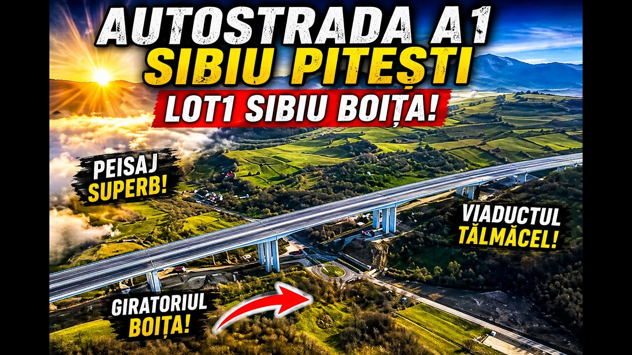 Autostrada A1 Sibiu Pitești lot1 Sibiu Boita! Giratoriul Boita si Viaductul Talmacel! Peisaj superb!