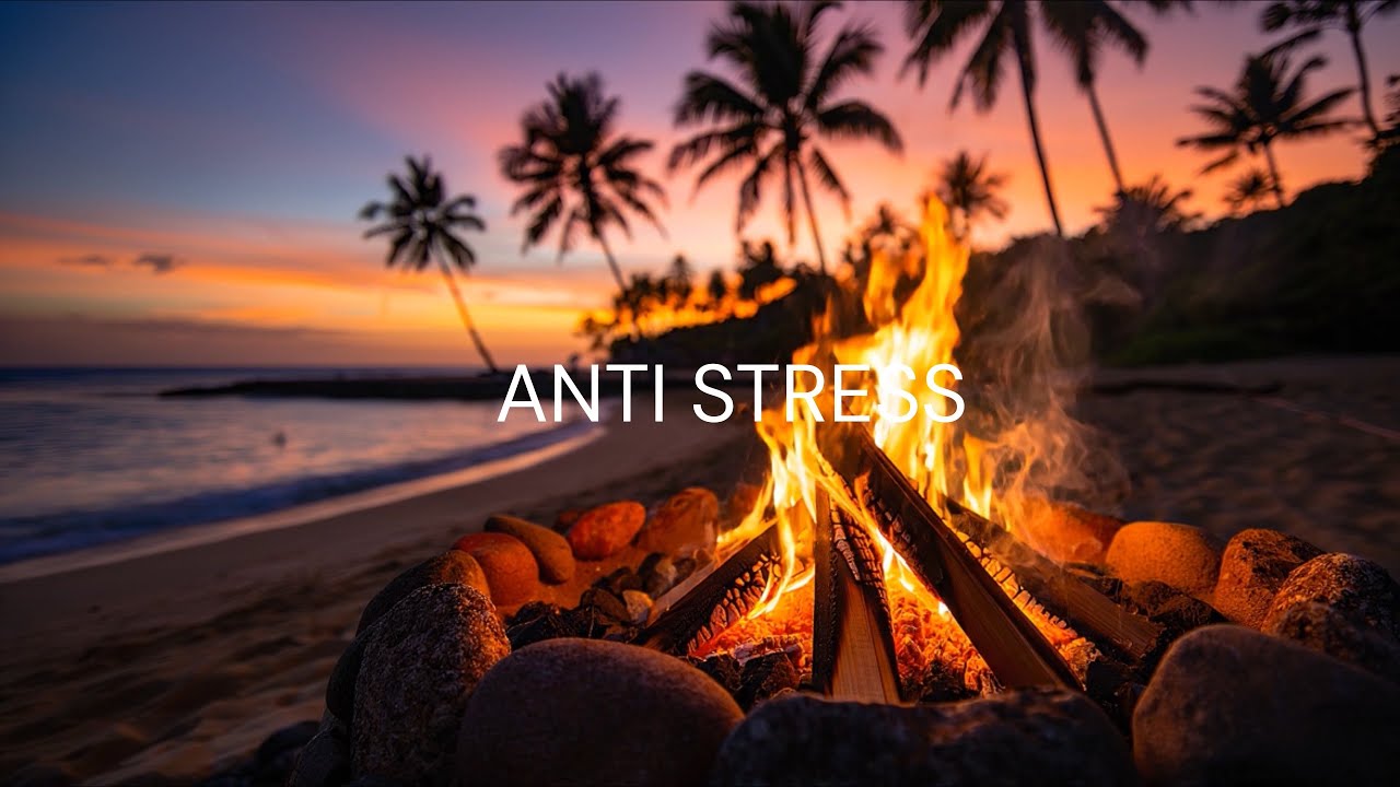 Anti-Stress Beach Fire 🔥 Ocean Waves to Calm Your Mind & Relax Instantly