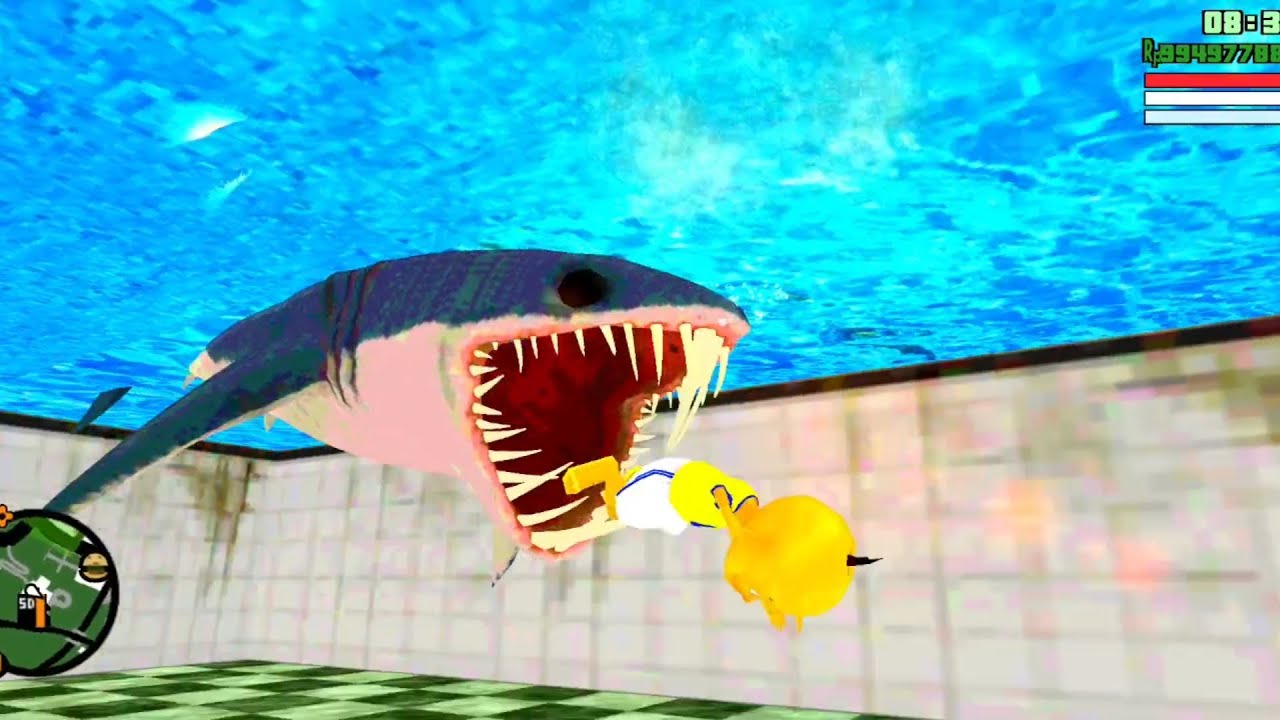 Upin di gigit ikan Hiu saat mandi Pantai 😭
