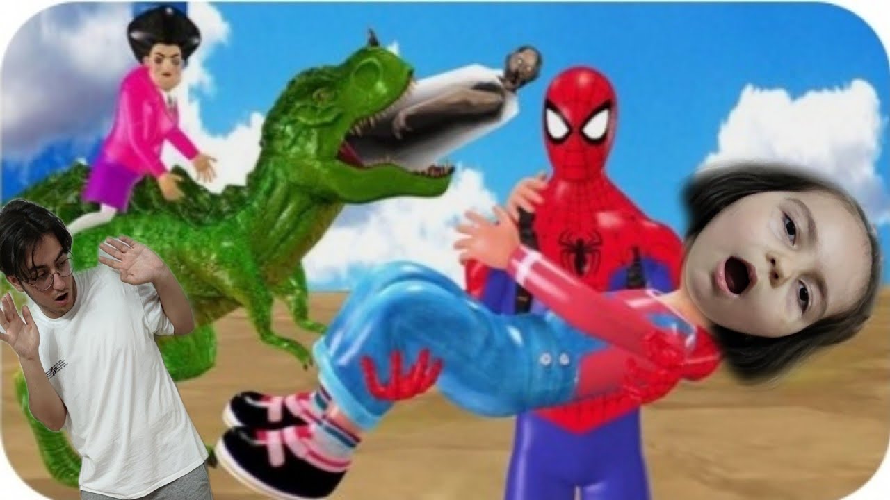 YAŞLI CADI TEYZE BİZİ KOVALADI !!!   HİRANUR SPİDER MAN OLDU !!!   SCARY TEACHER 3D KIZGIN ÖĞRETMEN