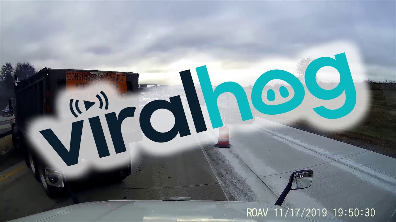 Truck Slides into Stationary Traffic || ViralHog
