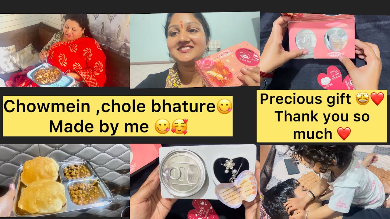 Husband ji nai mujhe diyaa itnaa kimti gift 🎁❤️🧿|| ghr per kese banye chole bhature aur chowmein 😋||