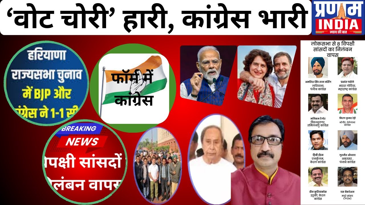 फॉर्म में कांग्रेस: हरियाणा में बचाई राज्यसभा सीट, 8 सांसदों का निलंबन वापस!