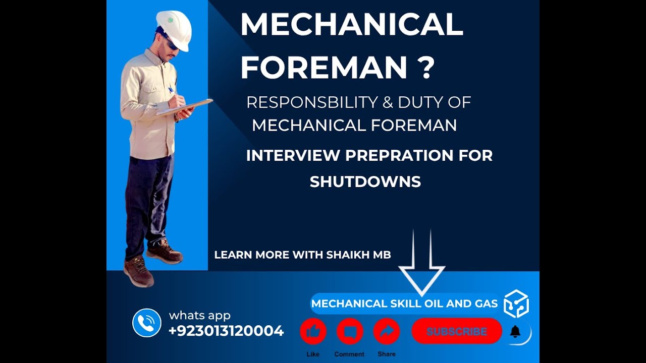 Mechanical Foreman Interview| Task Supervisor| interview Preparation For Mechanical Foreman 