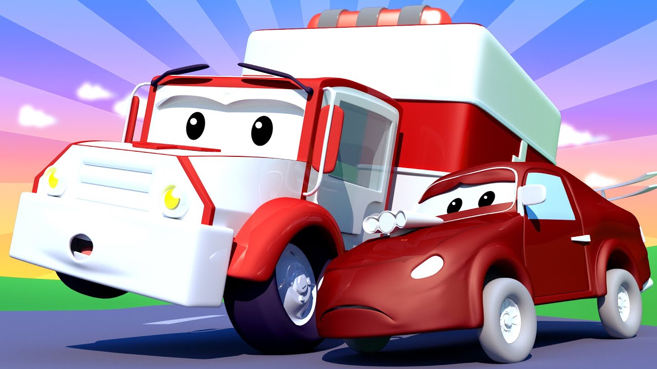 Amber the Ambulance -  Baby Jerry The Race Car Broke His Rim! - Car City ! Trucks Cartoon for kids