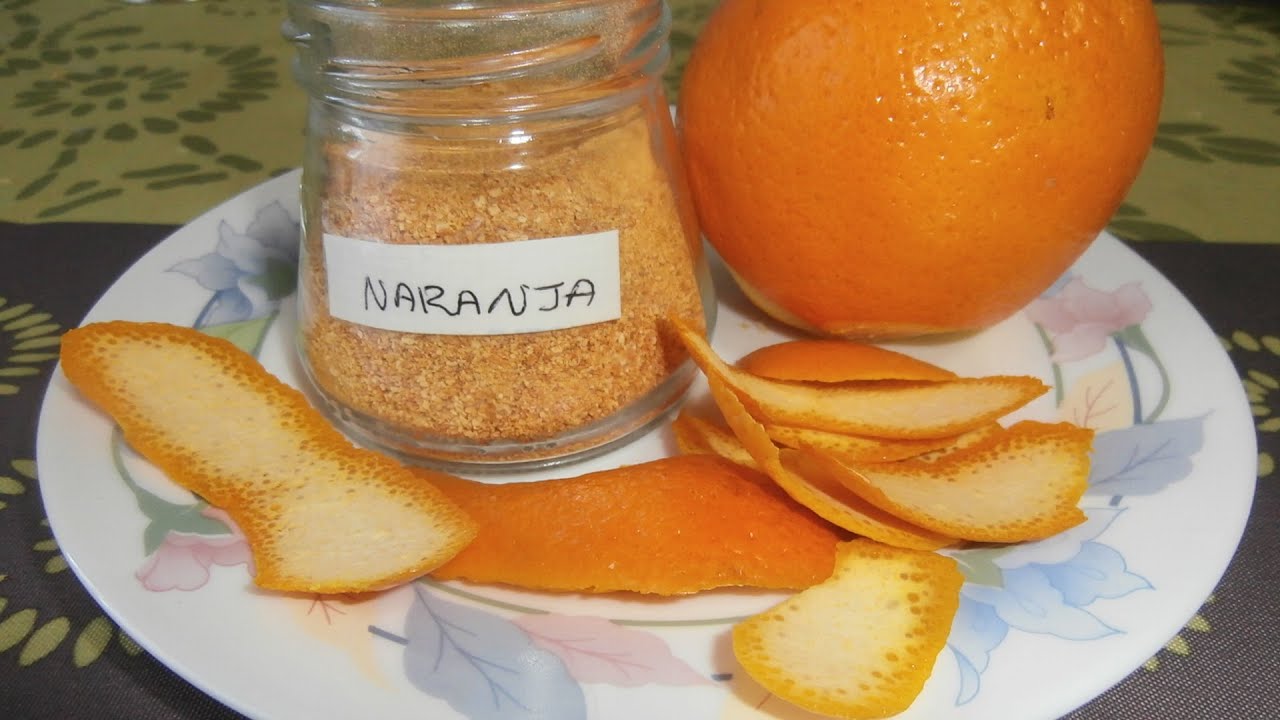 Como deshidratar la piel de la naranja y pulverizarla.